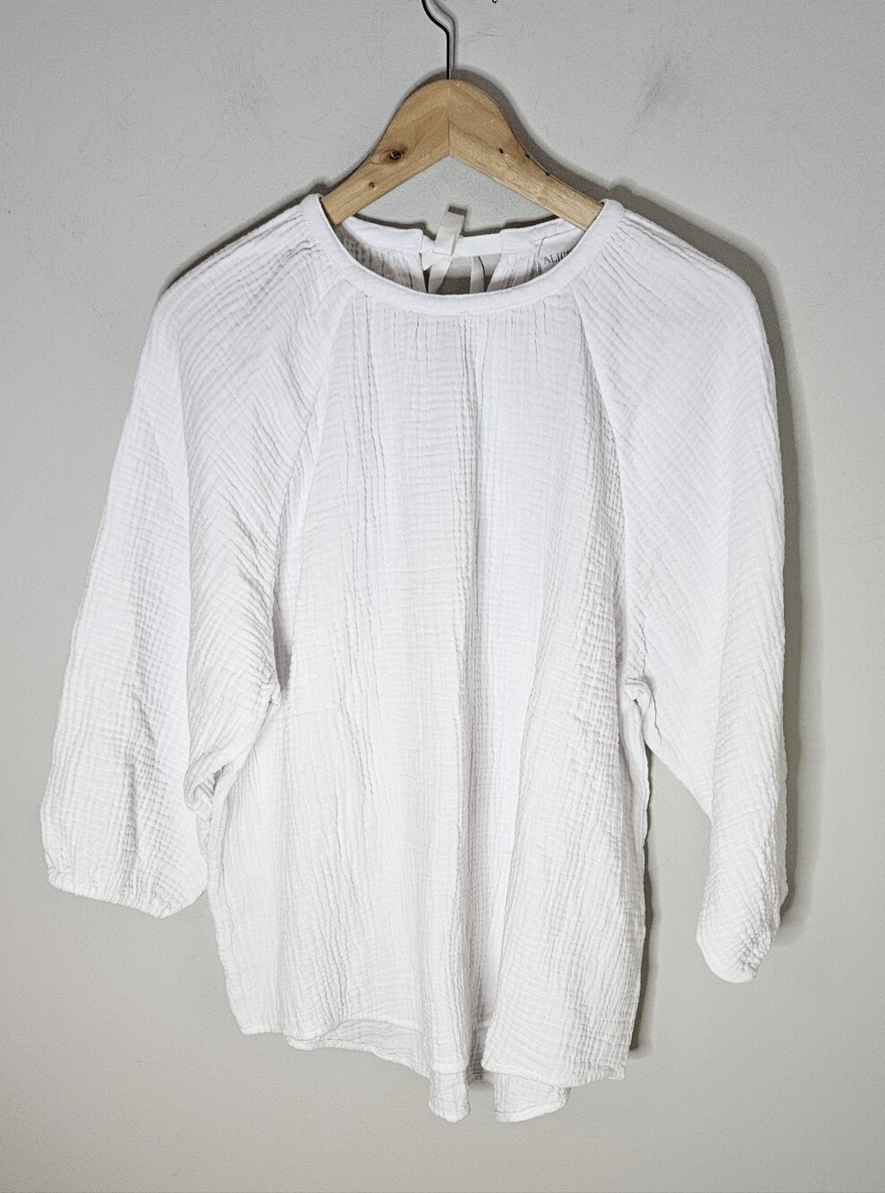 Alice Walk NWT White Gauze Textured Top Cotton Long Sleeve Women's XL